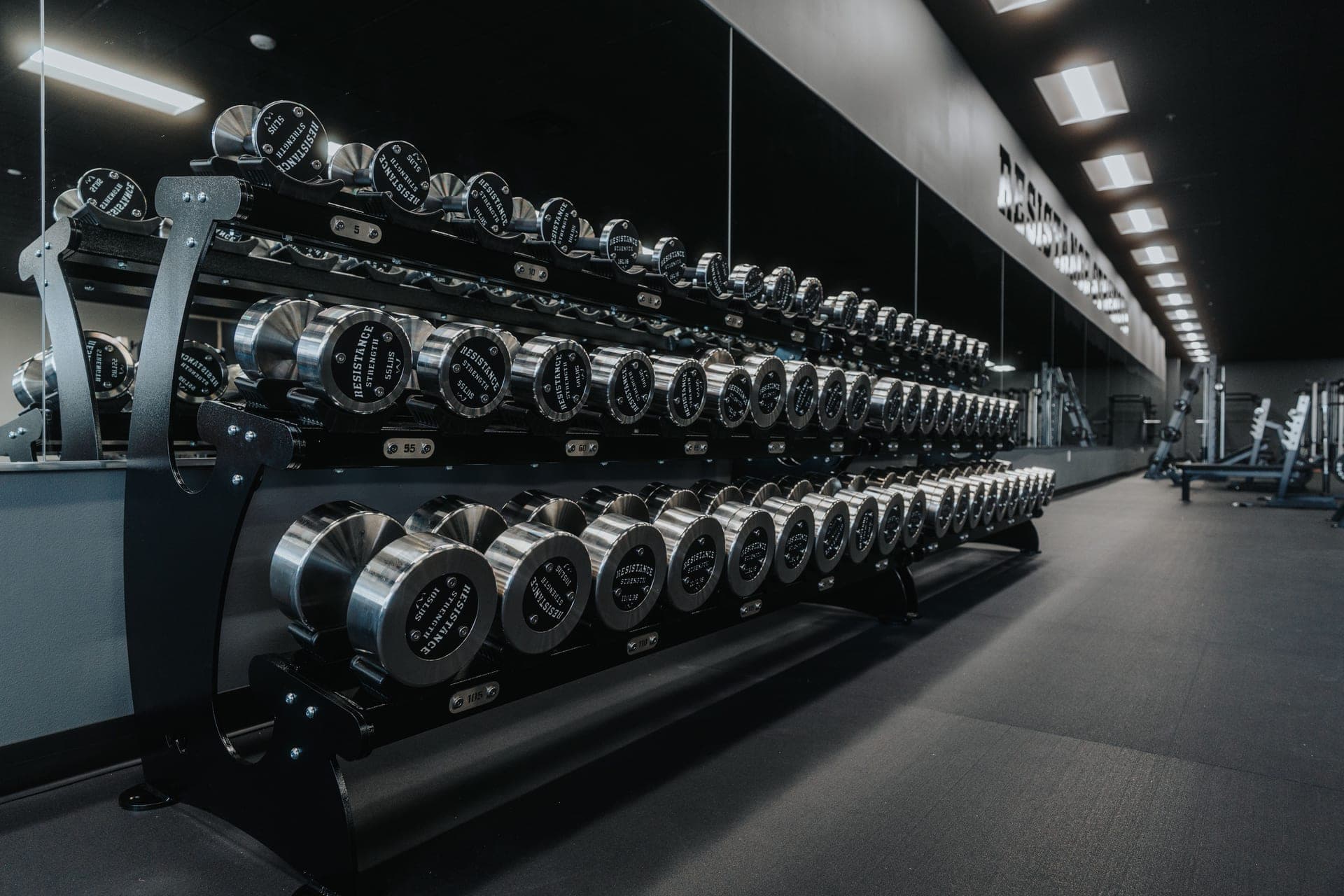 Metallic dumbbells up to 150 lbs at Resistance Strength Allentown PA