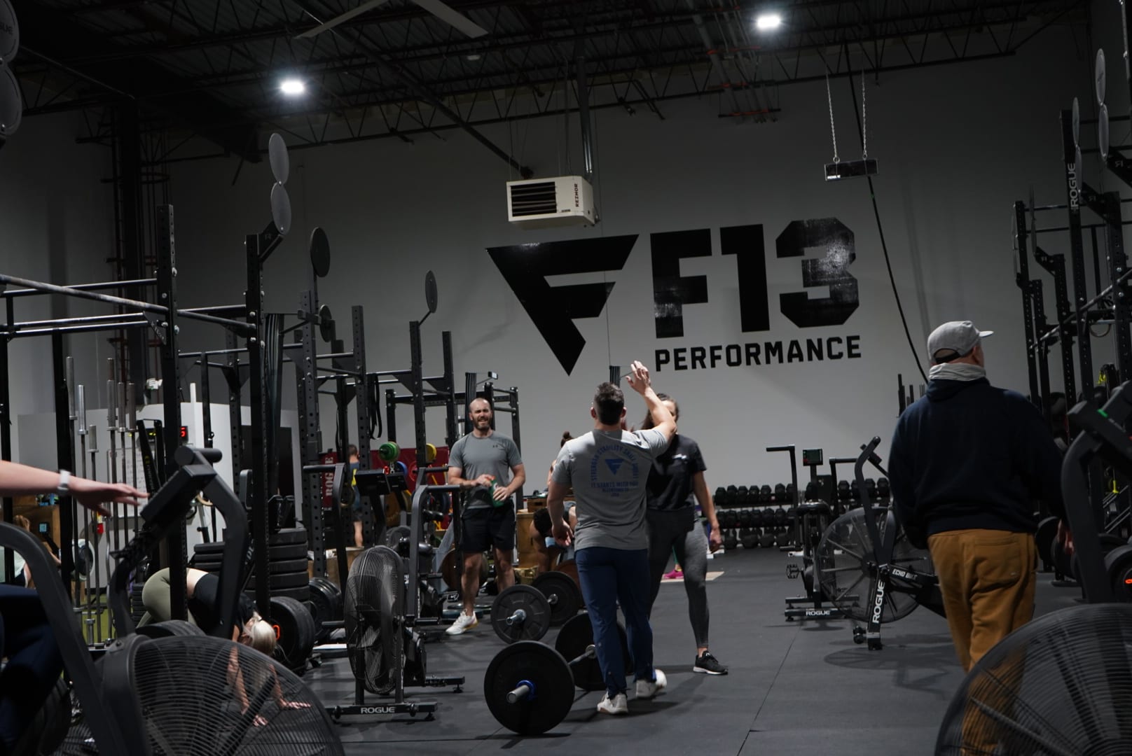 Coached class on the F13 Performance Center training floor in Allentown PA — 12 sessions per month HYROX and strength membership